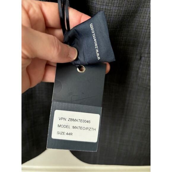 NWT Zanetti Mateo Gray Micro Plaid Two Button Suit Jacket Wool Blend Blazer 44R - Picture 7 of 8
